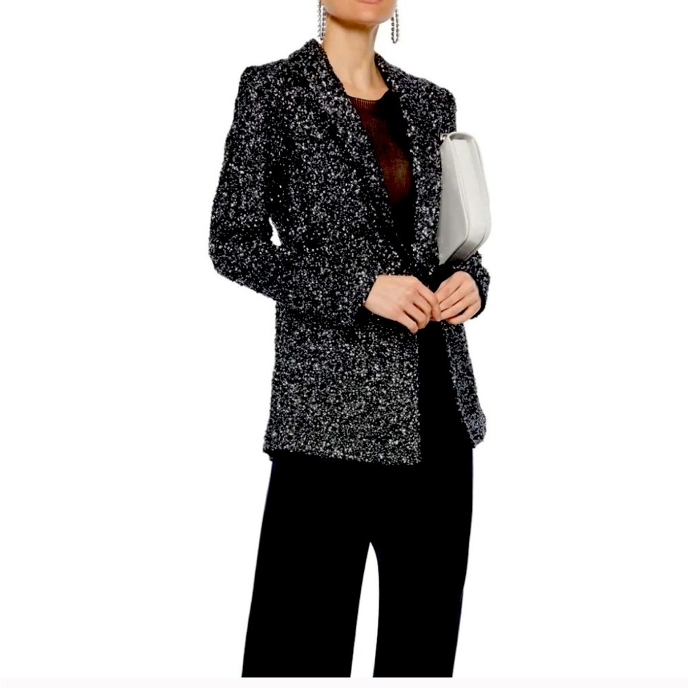 ALICE + OLIVIA Oversized Sequined Blazer